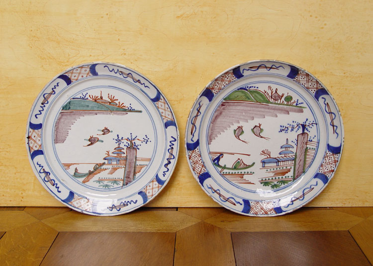 Dutch Delft Plate Chinoiserie 18th C. Marked  