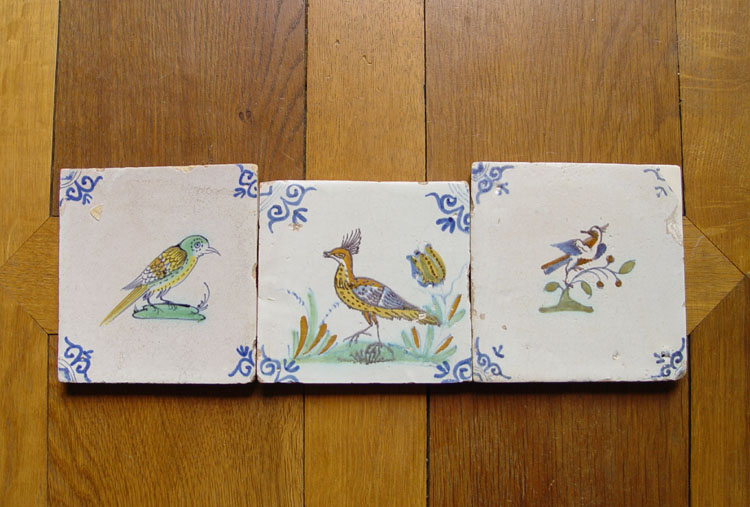 Early Dutch Delft Tile Bird Circa 1625 Polychrome  