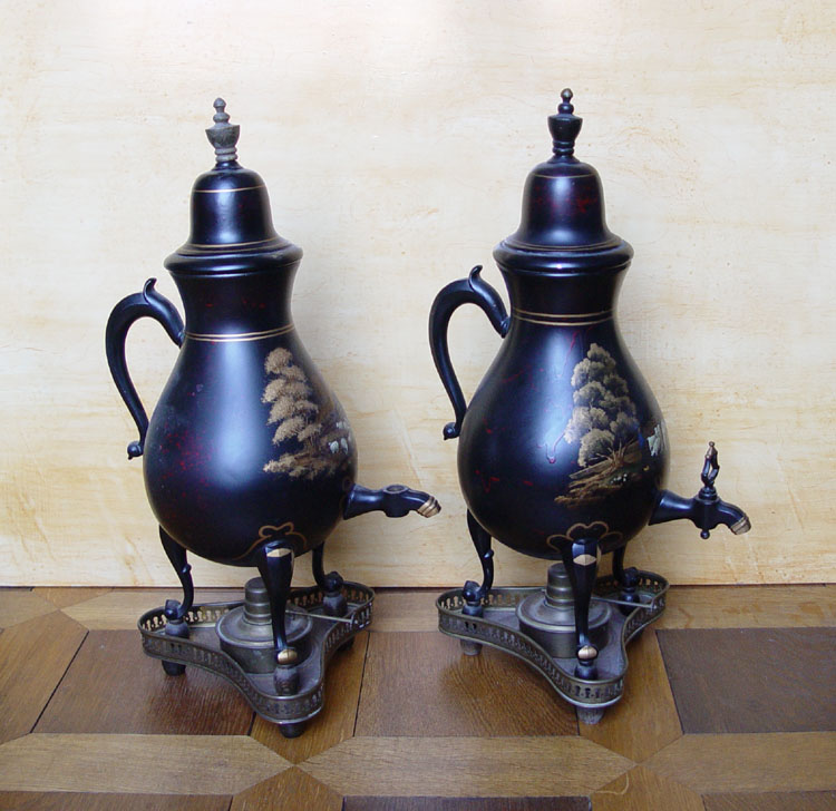 Pair of Dutch Pewter Kraantjekan Landscape Mid 20th C  