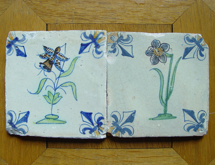 Dutch Delft Tile Flower Circa 1625  