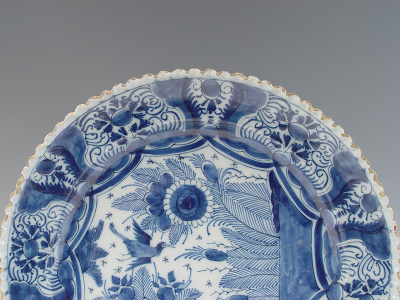   Delft Notched Charger Chinoiserie 18th C Marked Wanli Style  